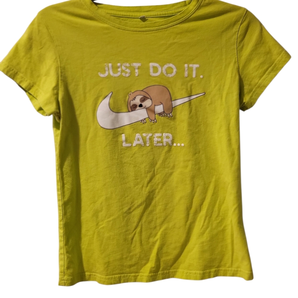 Green Graphic Tee with Sloth Design